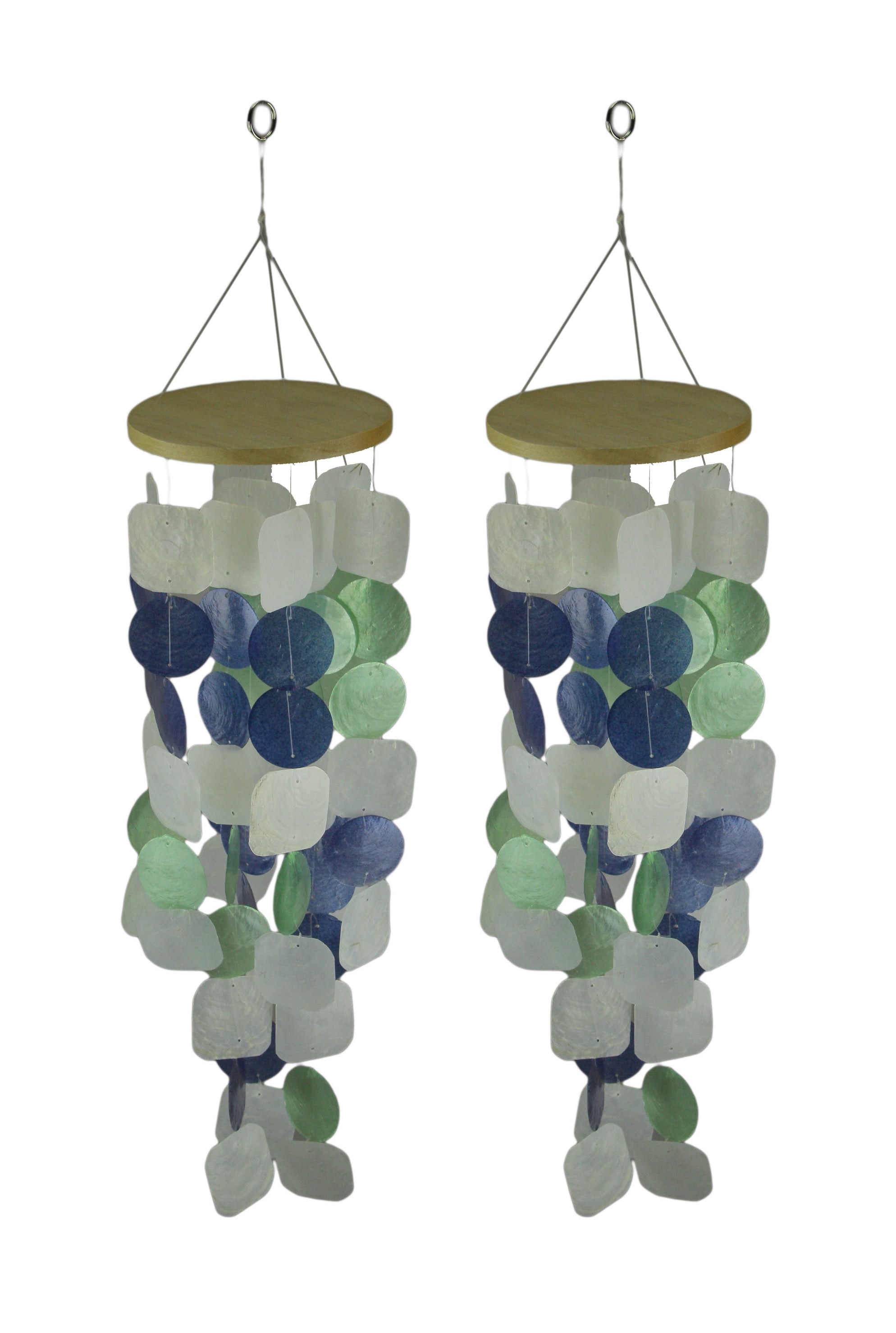 Things2Die4 Blue & Green Capiz Shell Wind Chime Outdoor Décor (Set of 2)