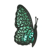 Things2Die4 Brown Metal Butterfly Green LED Solar Light Outdoor Garden Statue