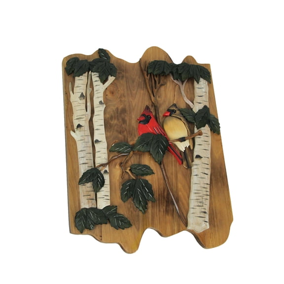 Things2Die4 Cardinal Couple Hand Carved Natural Wood Wall Art Lodge Style Cabin Home Decor