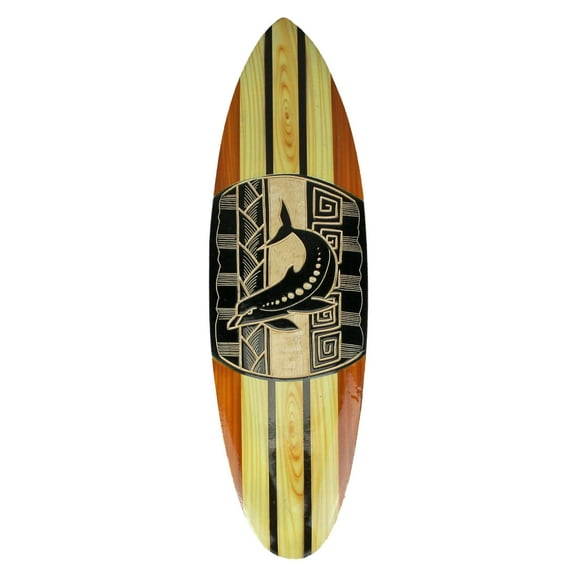 Things2Die4 Carved Wood Tribal Dolphin Design Surfboard Wall Hanging 20 inch