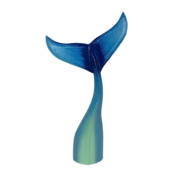 Things2Die4 Decorative Whale Tail Statue Things2die4 33 inch Height Blue Wood Coastal Floor Sculpture