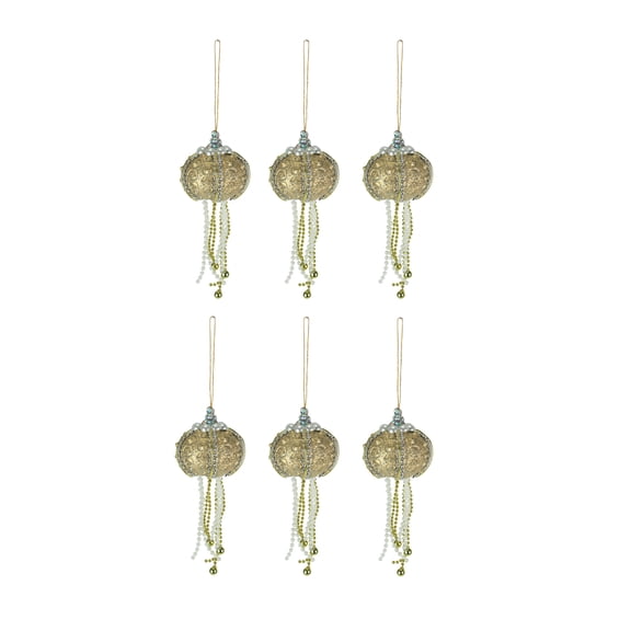 Things2Die4 Elegant Golden Sea Urchin Shell Hanging Ornaments (Set of 6)