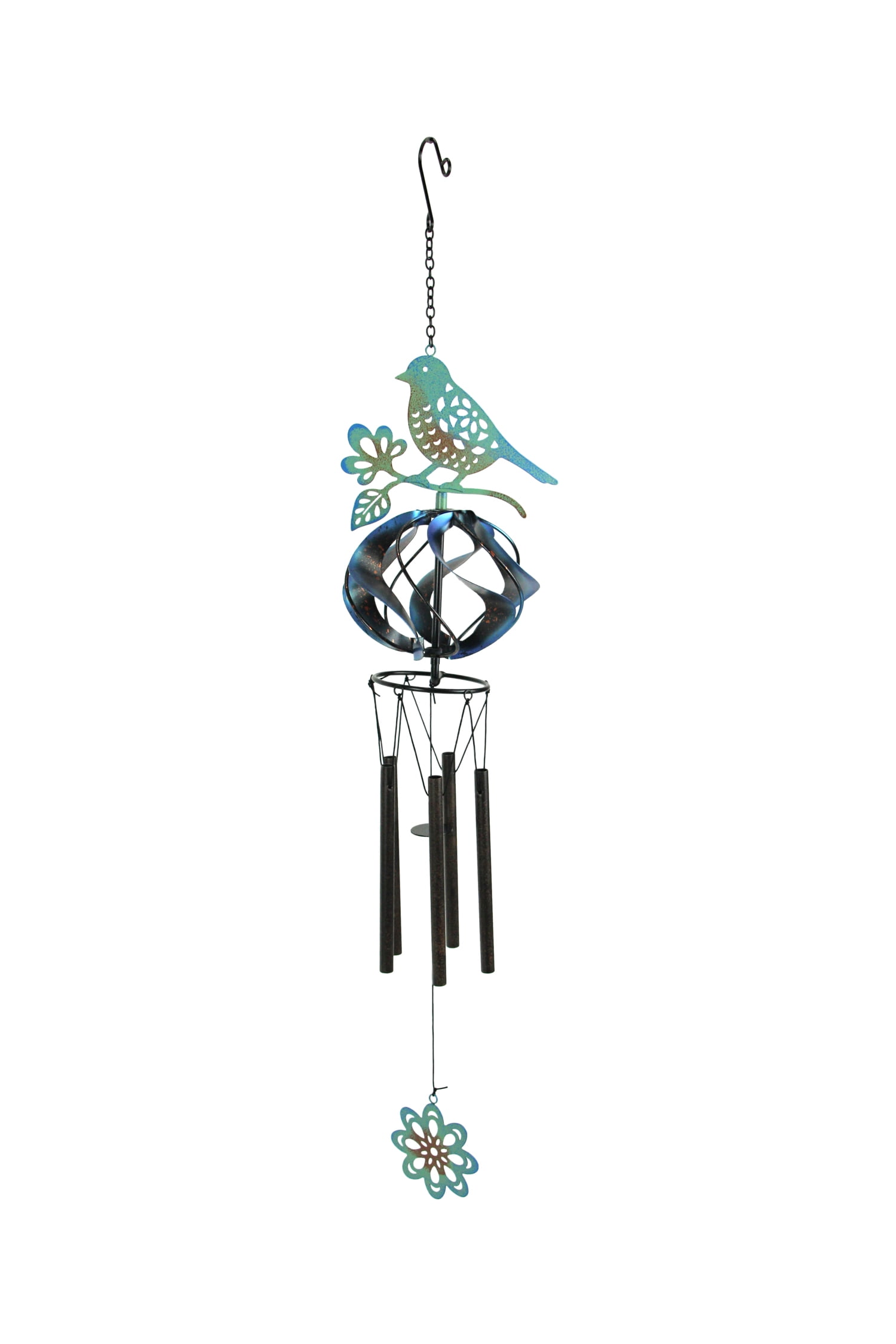 Things2Die4 Metal Bird Hanging Wind Chime Spinner Garden Art Patio Décor