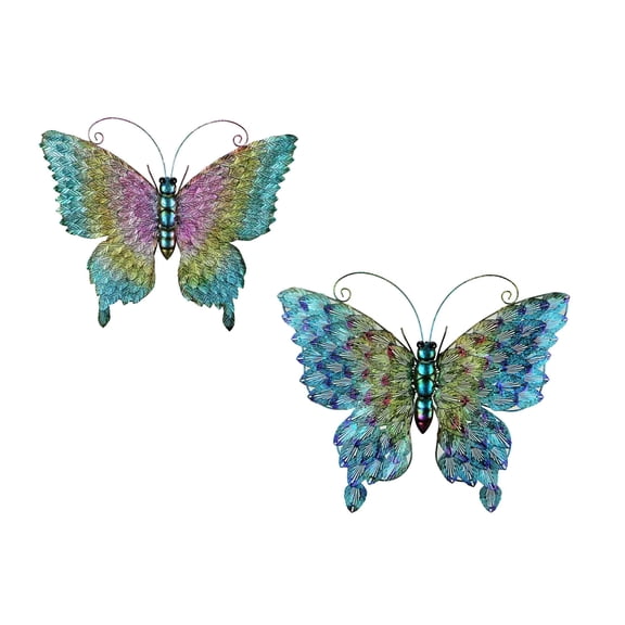 Things2Die4 Metal Butterfly Indoor/ Outdoor Hanging Wall Sculptures (Set of 2)
