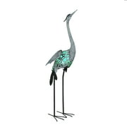 Things2Die4 Metal Heron Green LED Solar Garden Statue Accent Light