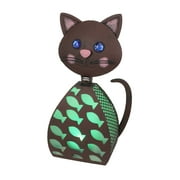 Things2Die4 Metal Kitty Cat Green LED Solar Garden Statue Accent Light
