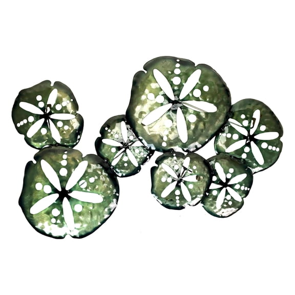 Things2Die4 Metal Sand Dollar Wall Decor 25in Coastal Beach Nautical Iridescent Art