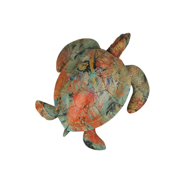 Things2Die4 Multicolor Abstract Sea Turtle Statue – 12-inch Ocean-Inspired Coastal Decor