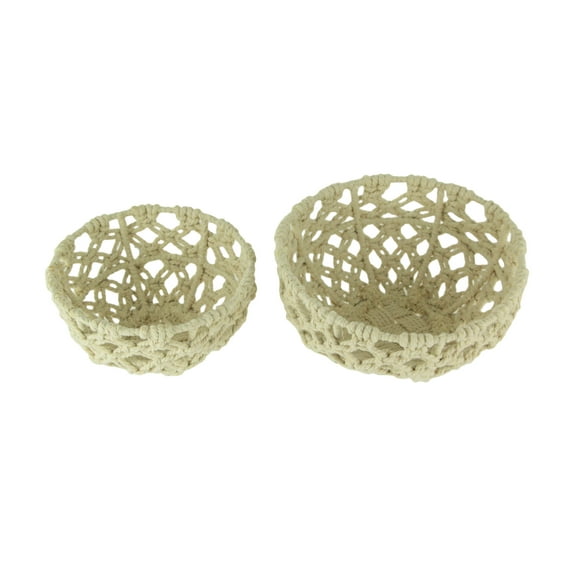 Things2Die4 Off-White Handwoven Macrame Decorative Bowls Set of 2