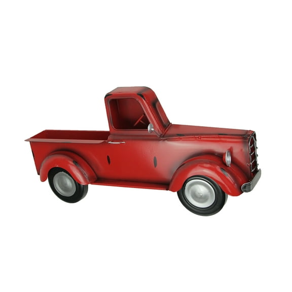 Things2Die4 Red Metal Vintage Pickup Truck Wall Pocket Sculpture 16.25 inches Long