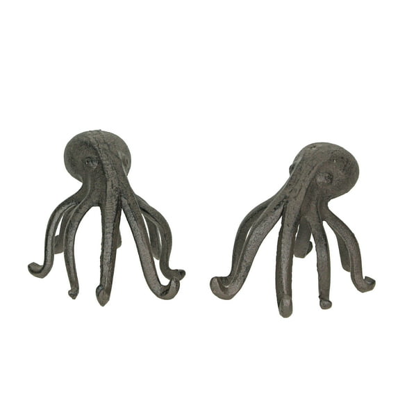 Things2Die4 Rustic Cast Iron Octopus Bookends Decorative Sculptures (Set of 2)