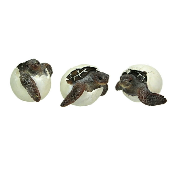 Things2Die4 Set of 3 Hand-Painted Resin Hatching Sea Turtle Minifigures-2.75 inches Diameter