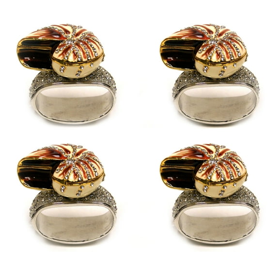 Things2Die4 Set of 4 Rhinestone Encrusted Metal Nautilus Shell Napkin Rings
