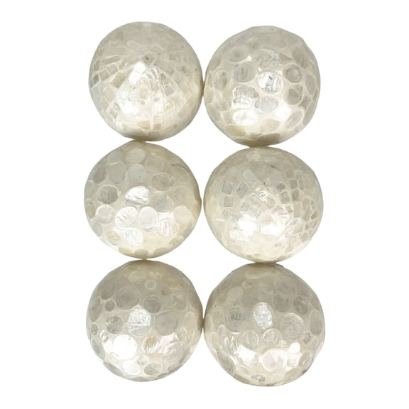 Things2Die4 Set of 6 Capiz Shell Deco Spheres 4" White Iridescent Decorative Balls