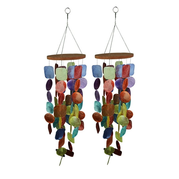 Things2Die4 Set of Two 26 inch Long Capiz Shell Hanging Wind Chimes