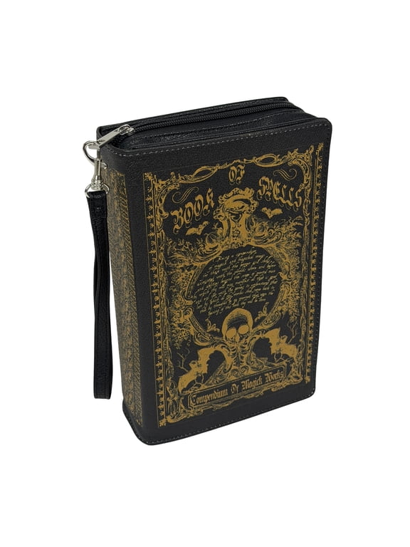 Spellbook Crossbody Bag Things2die4 Black Vinyl Gothic Book Purse with Gold Print