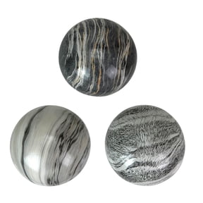 Things2Die4 Things2die4 Decorative Orb Set, Grey Marbled Ceramic Spheres, 3 Count
