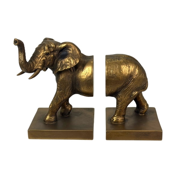 Things2Die4 Things2die4 Elephant Decorative Bookends, Antique Copper Finish, 2 Count