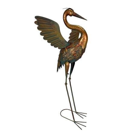 Things2Die4 Things2die4 Metal Heron Garden Statue, 33.5 in Tall, Copper Finish