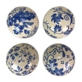 thumbnail image 1 of Things2Die4 Things2die4 Set of 4 Blue and White Ceramic Decorative Orbs with Floral Design, 3.75 In, 1 of 6