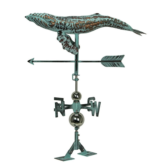 Things2Die4 Verdigris Copper Humpback Whale Weathervane Roof Mount Garden Art