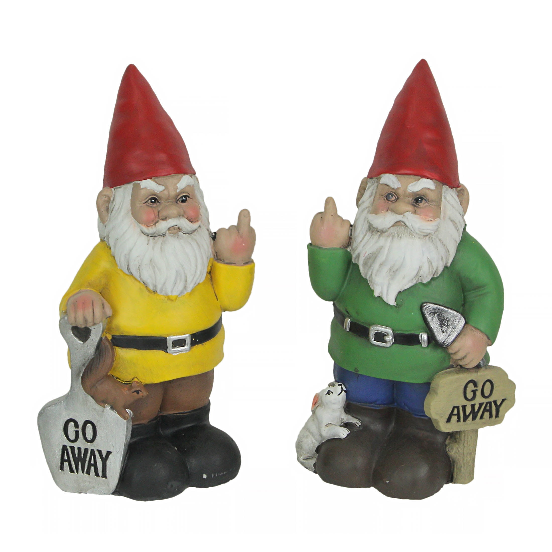 Things2Die4 Yellow & Green Go Away Giving The Bird Garden Gnome Funny