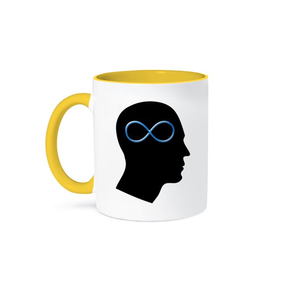 3drose, Think About Science – Infinity in Your Mind – Blue Infinity Symbol, 11oz Two-tone Yellow Mug
