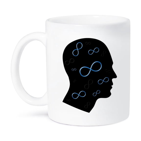 3dRose, Think about Science – Infinity in your mind – group of white infinity symbols, 11oz Mug