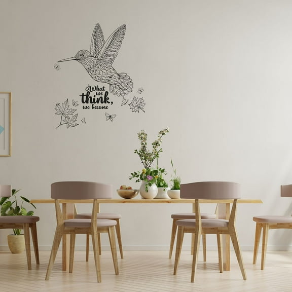 What We Think We Become Quote Cute Bird Beautiful Aztec Silhouette Vinyl Design Wall Sticker Art Decal Boys Girls Kids Room Bedroom Nursery KinderHome Decor Stickers Decoration Size (30x28 inch)