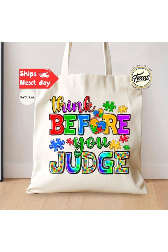 Think Before You Judge Bag Autism Puzzle Gift Bag