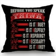 thumbnail image 1 of Think Before You Speak Throw Pillow Cover Motivational Quote Decorative Pillow Case Cotton Linen Cushion Cover Decor 18x18 Inch Pillowcase for Home, 1 of 4