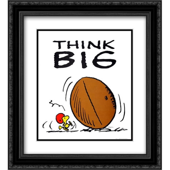 Think Big 2x Matted 20x24 Black Ornate Framed Art Print by Peanuts
