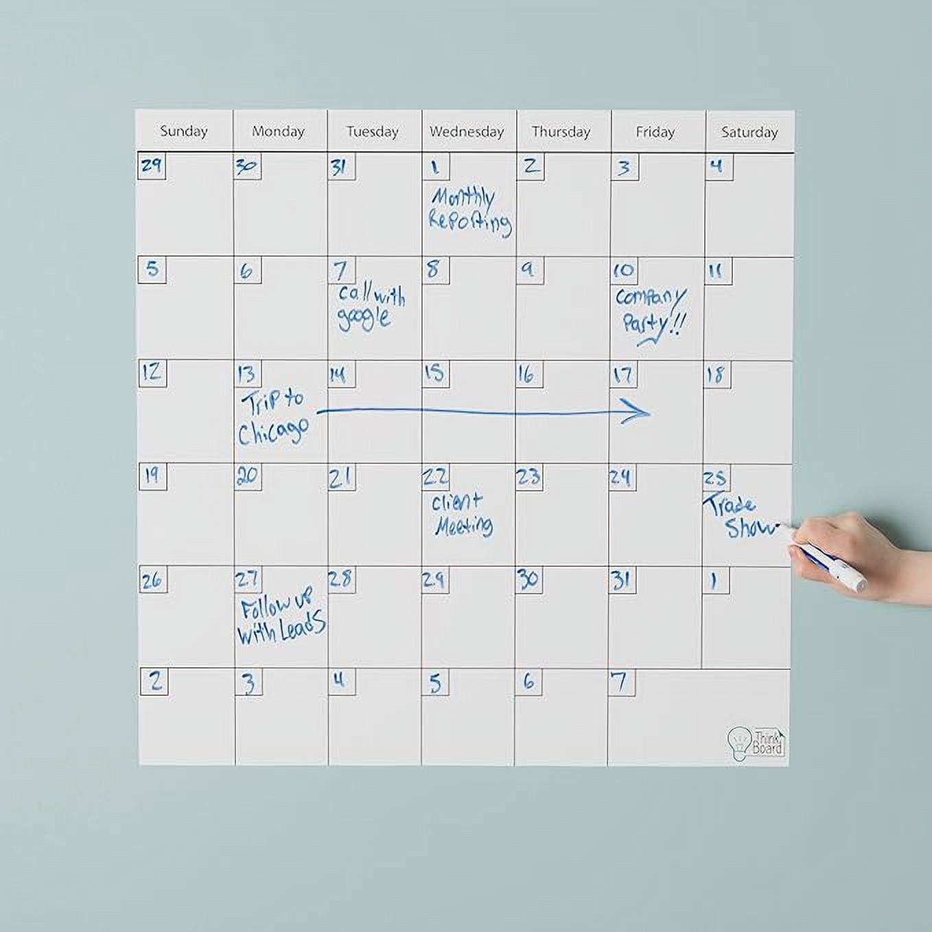 Think Board SelfAdhesive Whiteboard Wall and Refrigerator Calendar