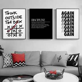 Think Discipline Motivational Typography Office Poster Set Set 3 , Poster Only