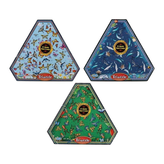 Think Fun Triazzle - Picture-Matching Brainteaser Puzzle | Engages Strategic Thinking & Memory - Set of 3 Puzzles