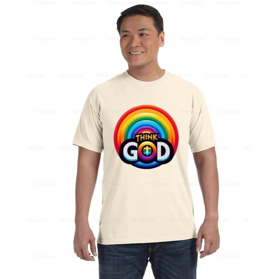 Think God Comfort Color T-Shirt Faithful Reminder Simple Bold Spiritual Message, Unisex, up to size 4XL