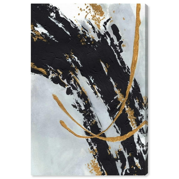 Think Gold II Canvas Black Paint Abstract by Art Remedy, Gallery Wrapped, 10" x 15"