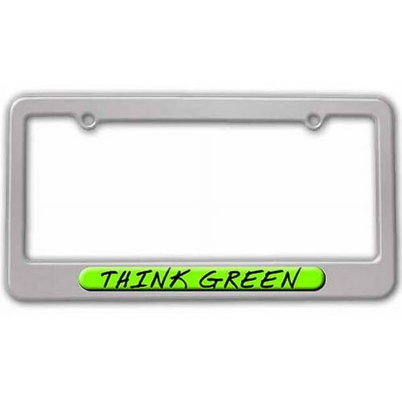 Think Green, Environmental Recycle License Plate Tag Frame, Multiple Colors
