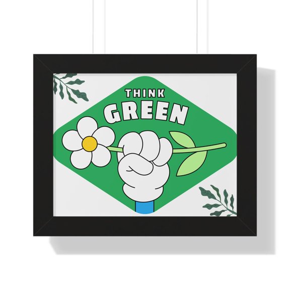 Think Green Flower Fist Poster, Environmental Wall Art