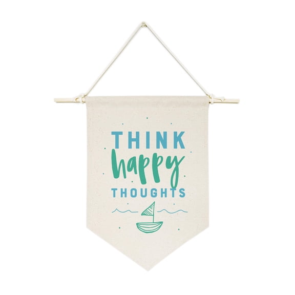 Think Happy Thoughts Hanging Wall Banner
