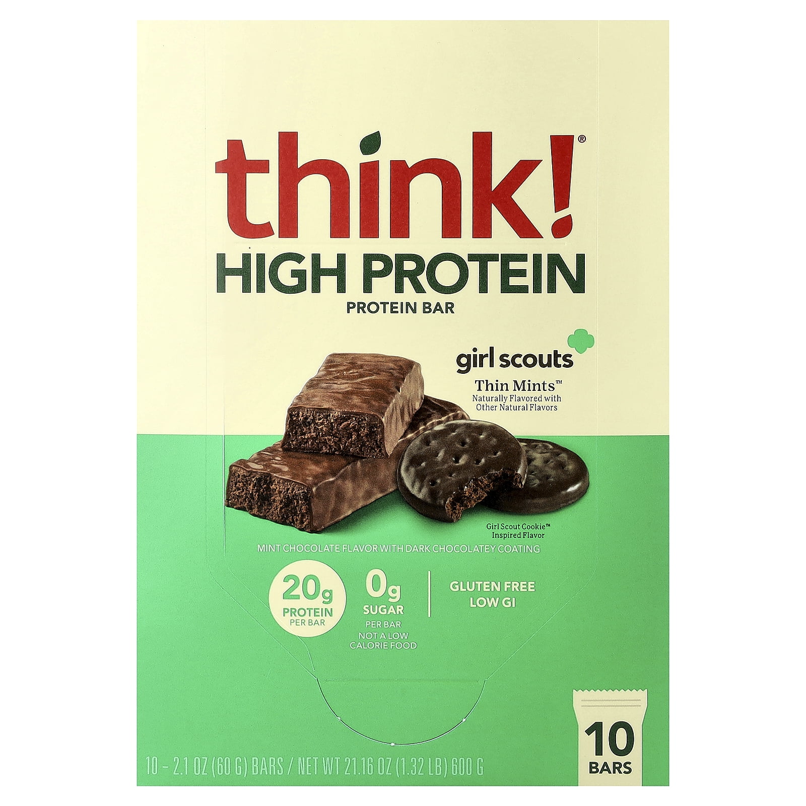 Think! High Protein Girl Scouts Thin Mints Protein Bar 10 - 2.1 oz Bars