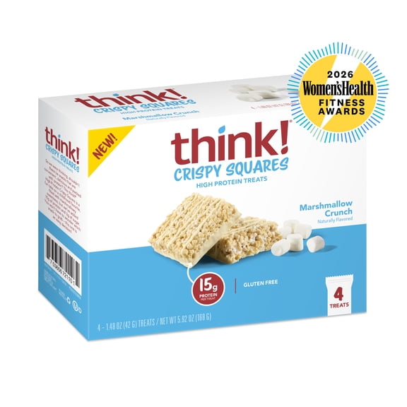 think! High Protein Crispy Squares, Marshmallow Crunch, 4 Count
