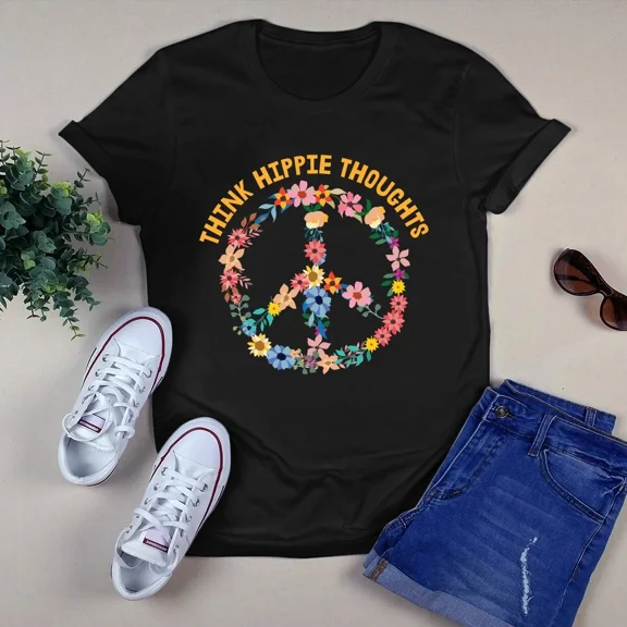 Think Hippie Thoughts Peace Symbol S-5XL Tshirt GrolyTee T-shirt S-5XL