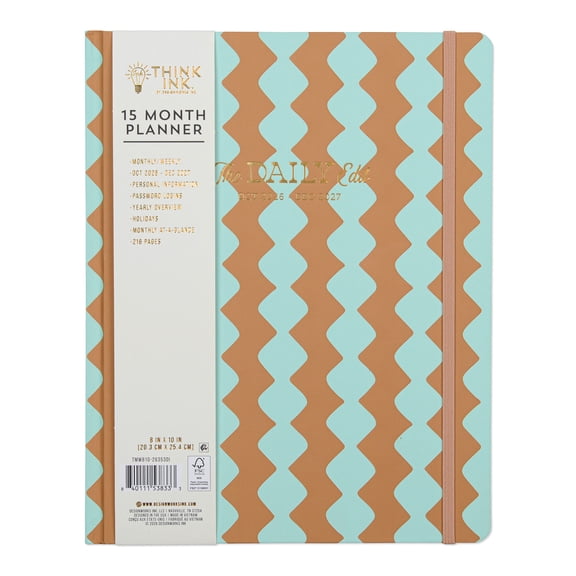 Think Ink 15 Month 8 "x 10" Zigzag Planner with Hard Bound Cover