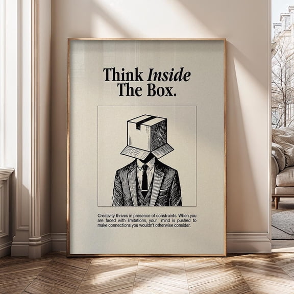 Think Inside the Box Motivational Quote Creative Mindset Poster