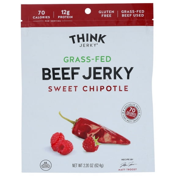 Think Jerky Beef Sweet Chipotle 2.2 oz (Pack of 8)