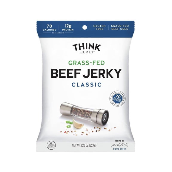 Think Jerky - Classic Jerky Beef Grass feed - 2.2 Oz, Case of 8