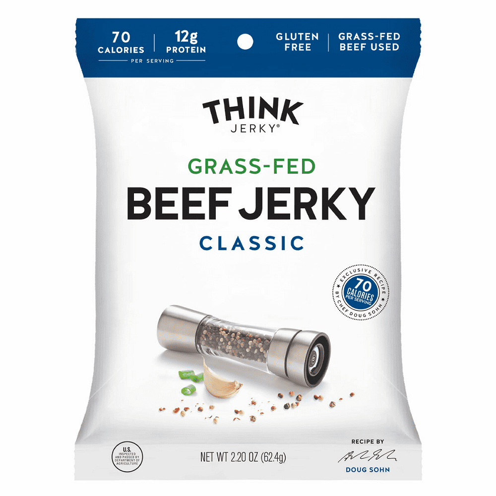 Think Jerky Gluten Free Classic GrassFed Beef Jerky, 2.2 oz [Pack of 8