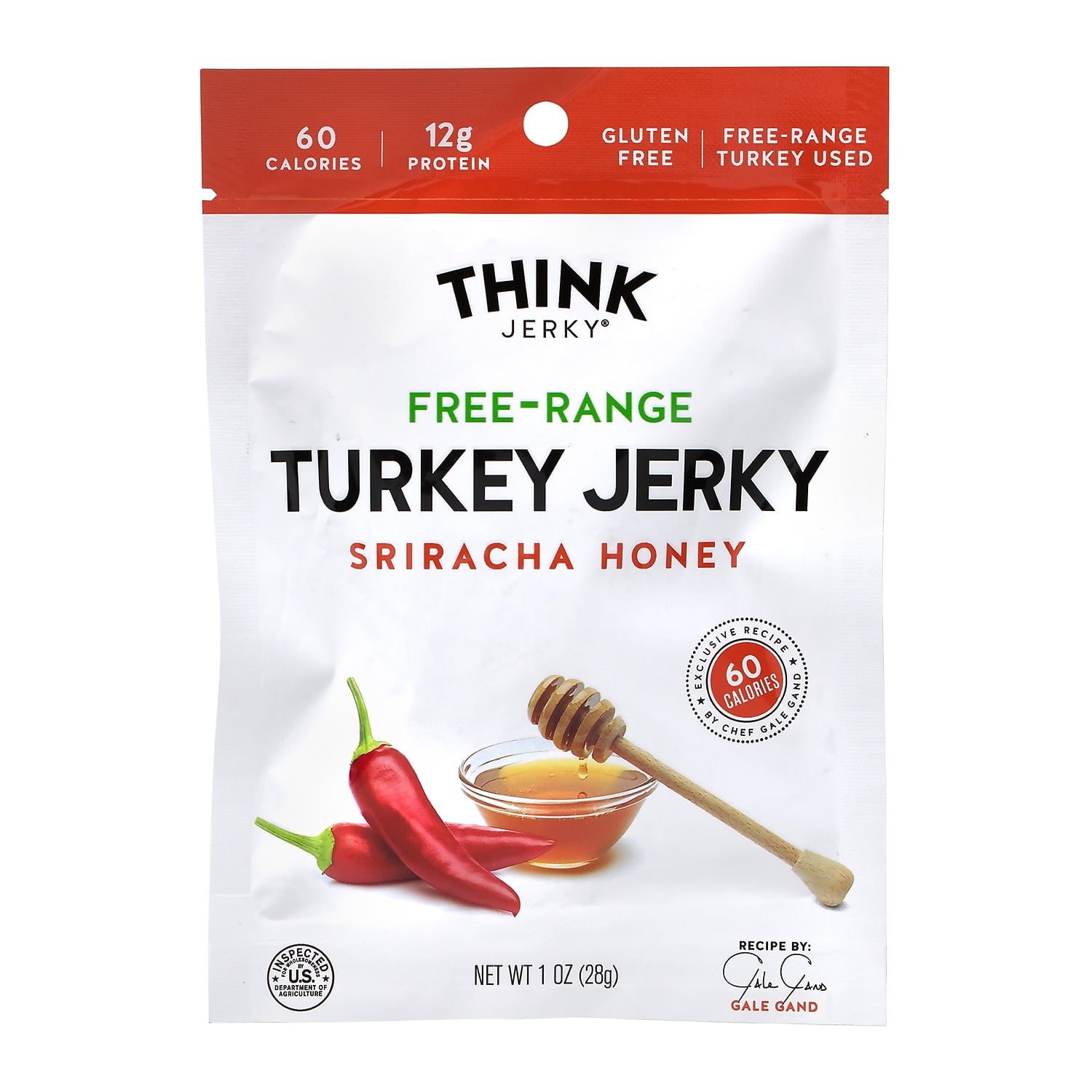 Think Jerky GRR22000983 Sriracha Honey Turkey Jerky, 1 oz Pouch - 12 Count