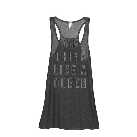 Think Like A Queen Women's Fashion Sleeveless Flowy Racerback Tank Top Charcoal Grey Small